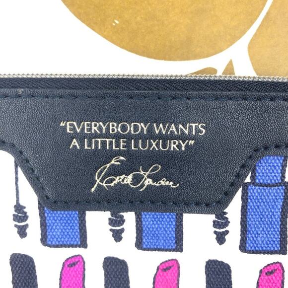 Estee Lauder Navy Blue Lipstick Kendra Dandy Zipper Make-Up Cosmetic Travel Bag - Picture 5 of 12